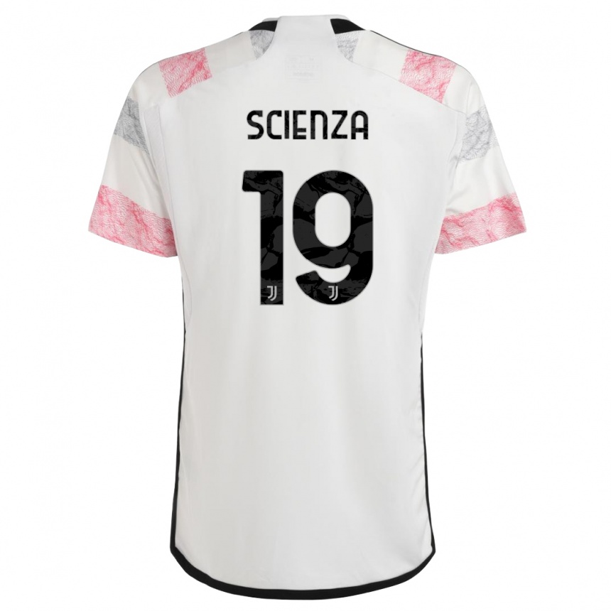 Herren Fußball Michele Scienza #19 Weiß Rosa Auswärtstrikot Trikot 2023/24 T-Shirt Luxemburg