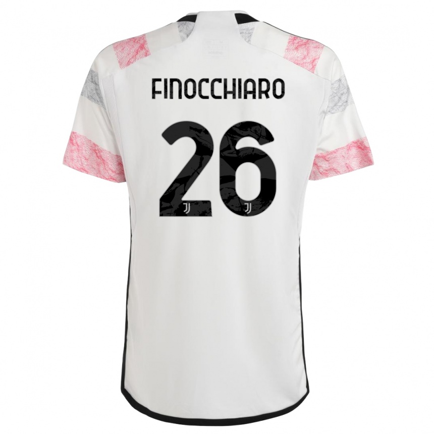 Herren Fußball Gabriele Finocchiaro #26 Weiß Rosa Auswärtstrikot Trikot 2023/24 T-Shirt Luxemburg