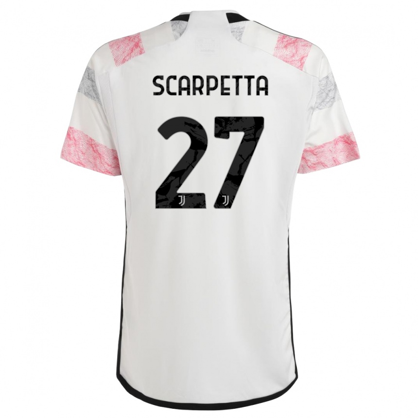 Herren Fußball Jacopo Scarpetta #27 Weiß Rosa Auswärtstrikot Trikot 2023/24 T-Shirt Luxemburg