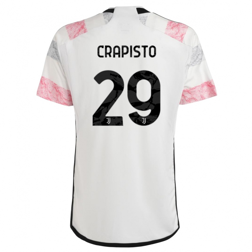 Herren Fußball Francesco Crapisto #29 Weiß Rosa Auswärtstrikot Trikot 2023/24 T-Shirt Luxemburg