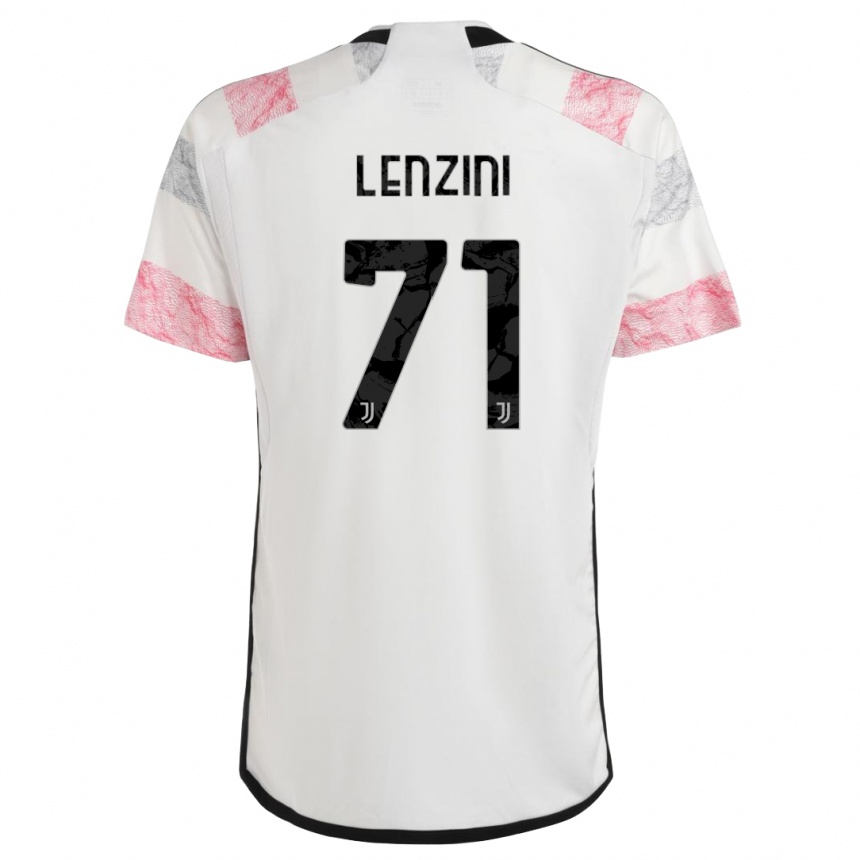 Herren Fußball Martina Lenzini #71 Weiß Rosa Auswärtstrikot Trikot 2023/24 T-Shirt Luxemburg