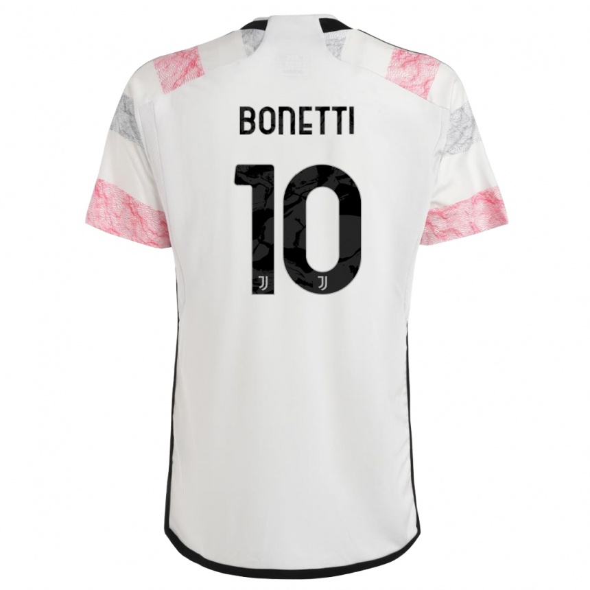 Herren Fußball Andrea Bonetti #10 Weiß Rosa Auswärtstrikot Trikot 2023/24 T-Shirt Luxemburg