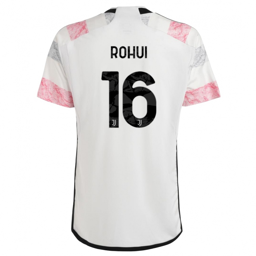 Herren Fußball Jonas Rohui #16 Weiß Rosa Auswärtstrikot Trikot 2023/24 T-Shirt Luxemburg