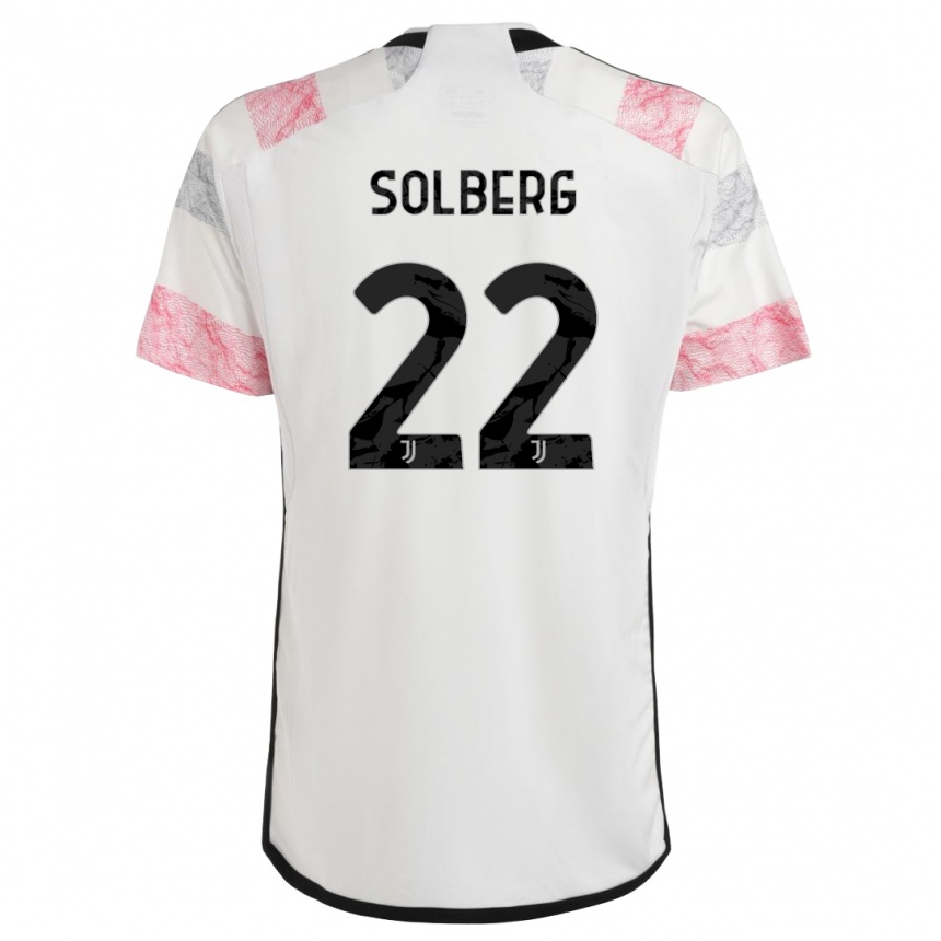 Herren Fußball Elias Solberg #22 Weiß Rosa Auswärtstrikot Trikot 2023/24 T-Shirt Luxemburg