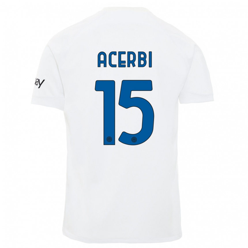 Herren Fußball Francesco Acerbi #15 Weiß Auswärtstrikot Trikot 2023/24 T-Shirt Luxemburg