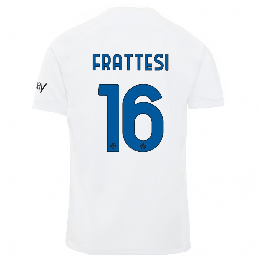 Herren Fußball Davide Frattesi #16 Weiß Auswärtstrikot Trikot 2023/24 T-Shirt Luxemburg