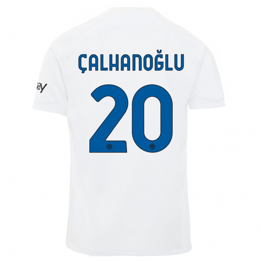 Herren Fußball Hakan Calhanoglu #20 Weiß Auswärtstrikot Trikot 2023/24 T-Shirt Luxemburg