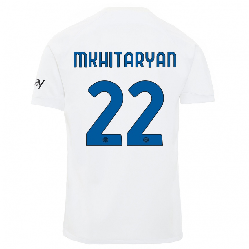 Herren Fußball Henrikh Mkhitaryan #22 Weiß Auswärtstrikot Trikot 2023/24 T-Shirt Luxemburg