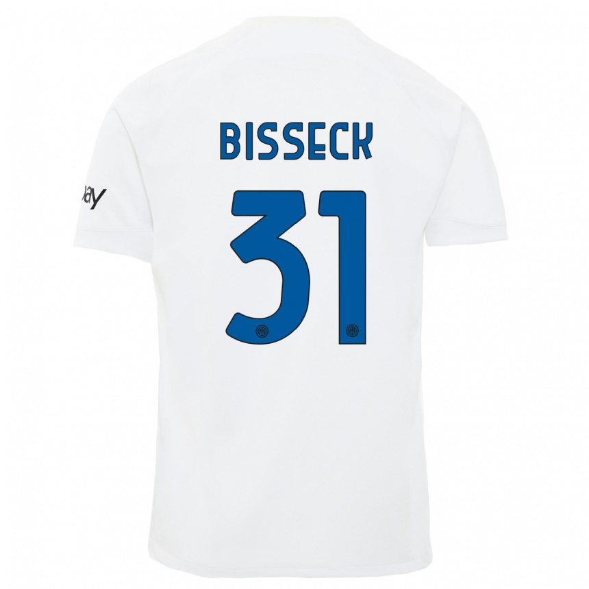 Herren Fußball Yann Bisseck #31 Weiß Auswärtstrikot Trikot 2023/24 T-Shirt Luxemburg