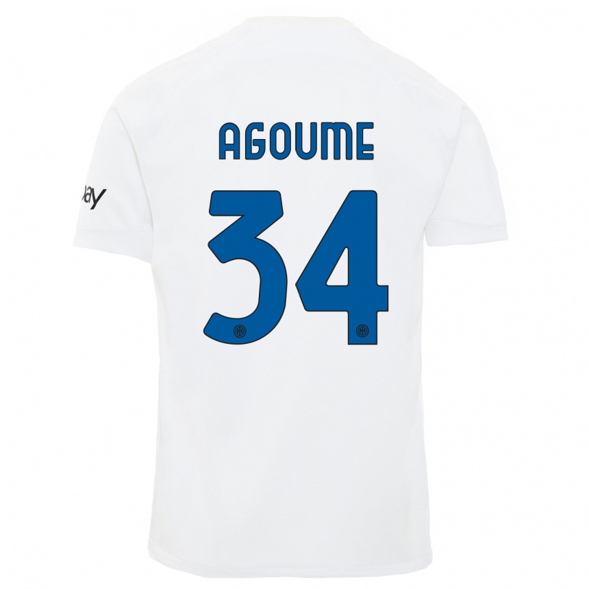 Herren Fußball Lucien Agoume #34 Weiß Auswärtstrikot Trikot 2023/24 T-Shirt Luxemburg