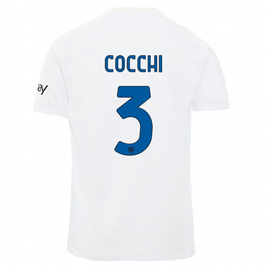 Herren Fußball Matteo Cocchi #3 Weiß Auswärtstrikot Trikot 2023/24 T-Shirt Luxemburg