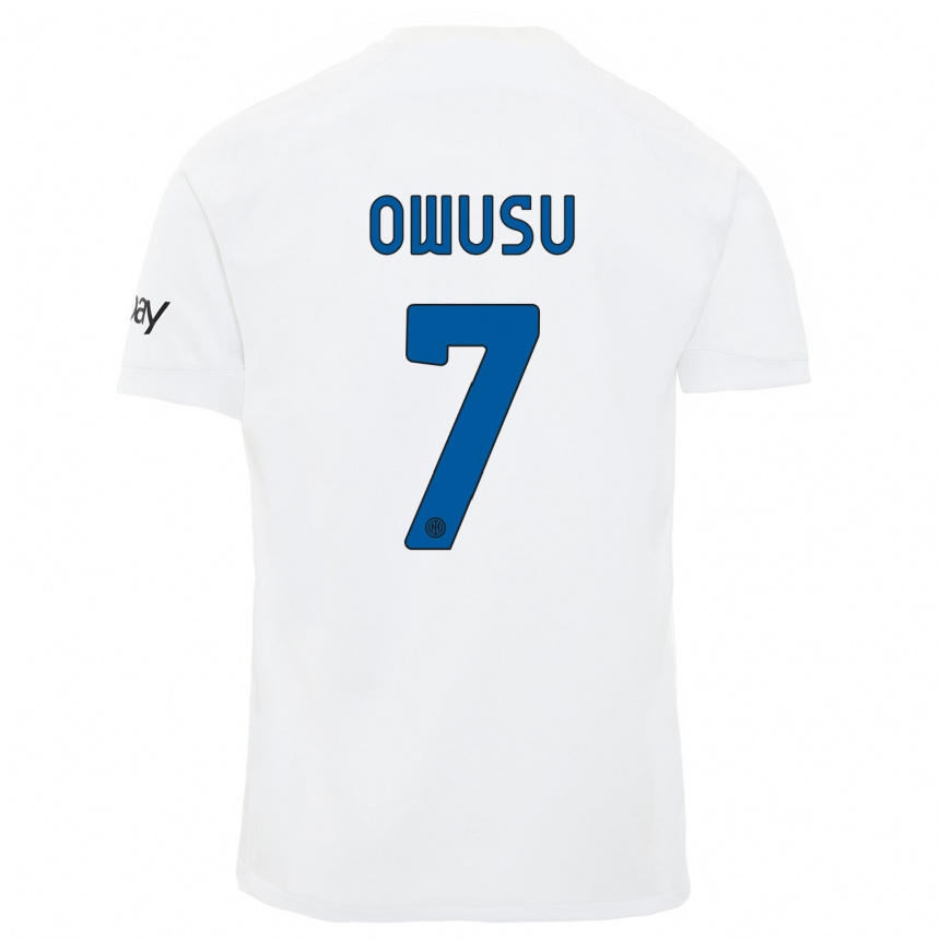 Herren Fußball Enoch Owusu #7 Weiß Auswärtstrikot Trikot 2023/24 T-Shirt Luxemburg