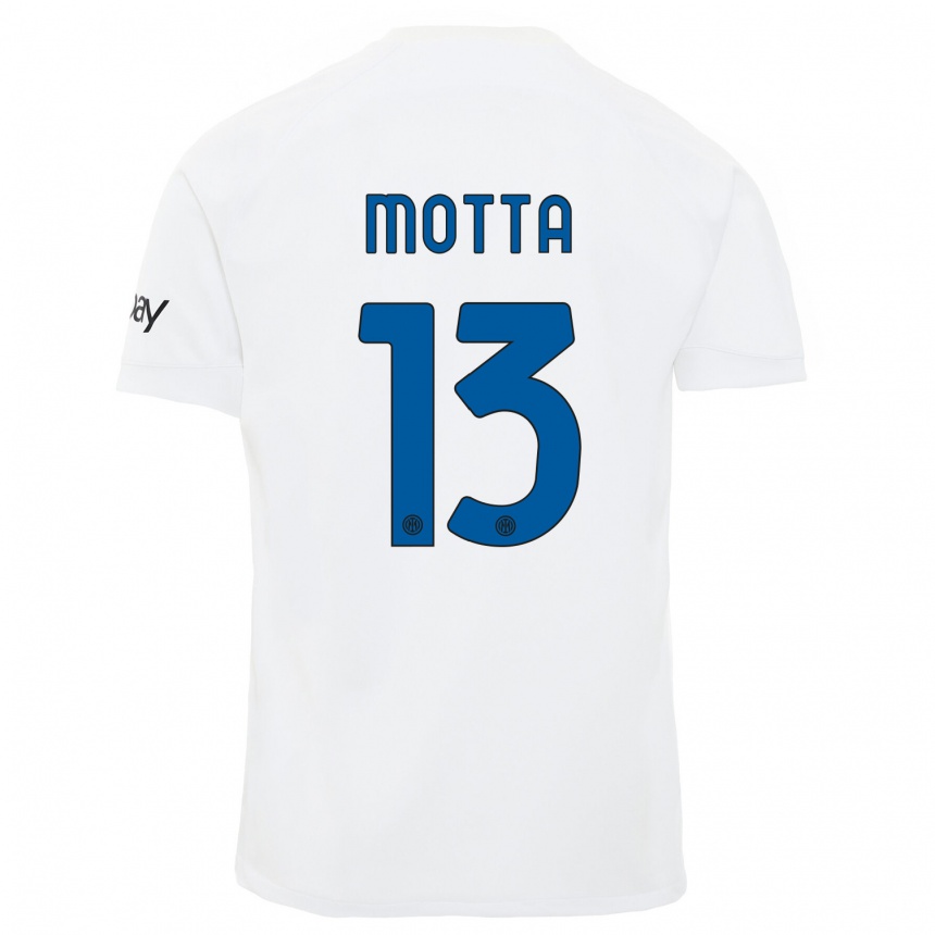 Herren Fußball Matteo Motta #13 Weiß Auswärtstrikot Trikot 2023/24 T-Shirt Luxemburg