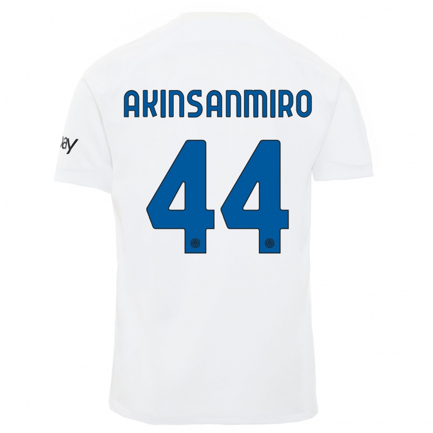 Herren Fußball Ebenezer Akinsanmiro #44 Weiß Auswärtstrikot Trikot 2023/24 T-Shirt Luxemburg