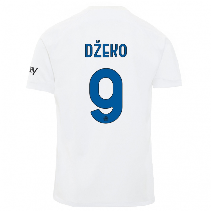 Herren Fußball Edin Dzeko #9 Weiß Auswärtstrikot Trikot 2023/24 T-Shirt Luxemburg