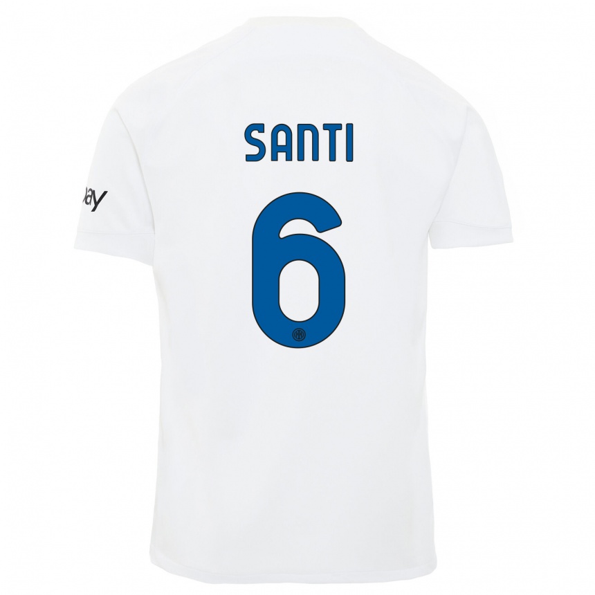 Herren Fußball Irene Santi #6 Weiß Auswärtstrikot Trikot 2023/24 T-Shirt Luxemburg