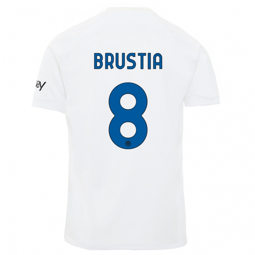 Herren Fußball Martina Brustia #8 Weiß Auswärtstrikot Trikot 2023/24 T-Shirt Luxemburg