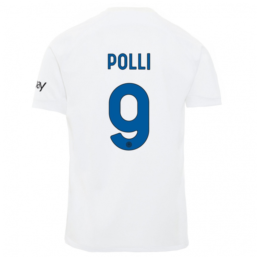Herren Fußball Elisa Polli #9 Weiß Auswärtstrikot Trikot 2023/24 T-Shirt Luxemburg