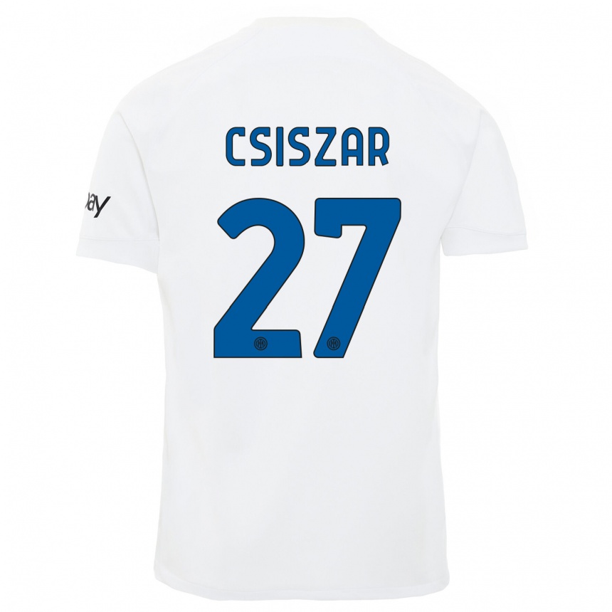 Herren Fußball Henrietta Csiszar #27 Weiß Auswärtstrikot Trikot 2023/24 T-Shirt Luxemburg