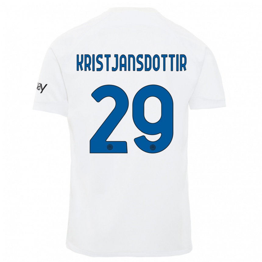 Herren Fußball Anna Bjork Kristjansdottir #29 Weiß Auswärtstrikot Trikot 2023/24 T-Shirt Luxemburg