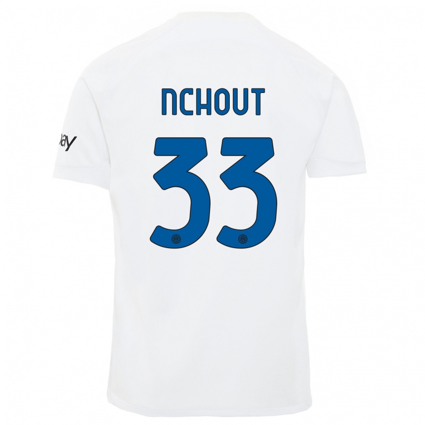Herren Fußball Ajara Nchout #33 Weiß Auswärtstrikot Trikot 2023/24 T-Shirt Luxemburg