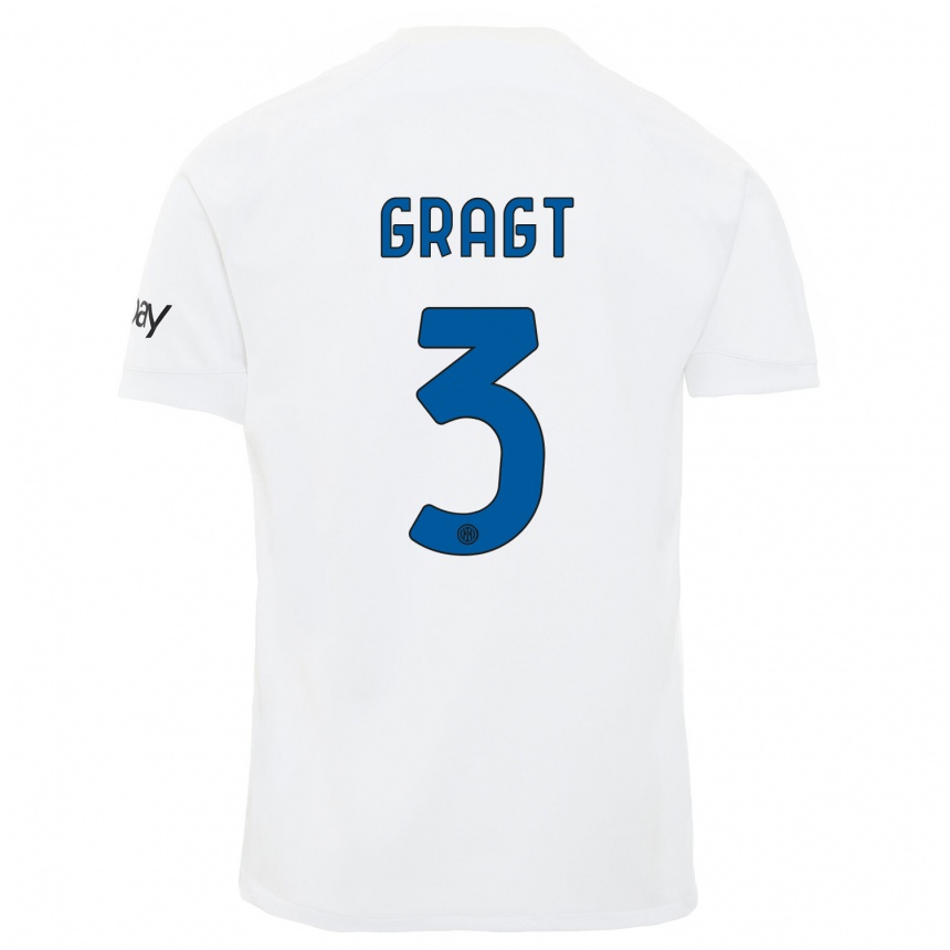 Herren Fußball Stefanie Van Der Gragt #3 Weiß Auswärtstrikot Trikot 2023/24 T-Shirt Luxemburg