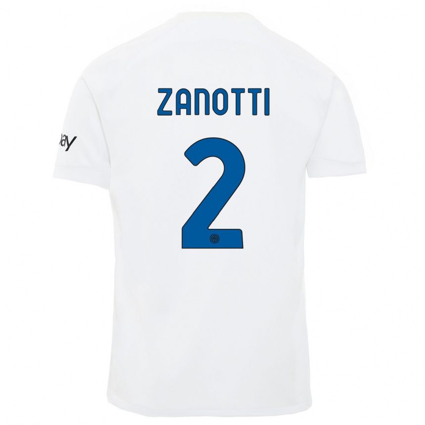 Herren Fußball Mattia Zanotti #2 Weiß Auswärtstrikot Trikot 2023/24 T-Shirt Luxemburg