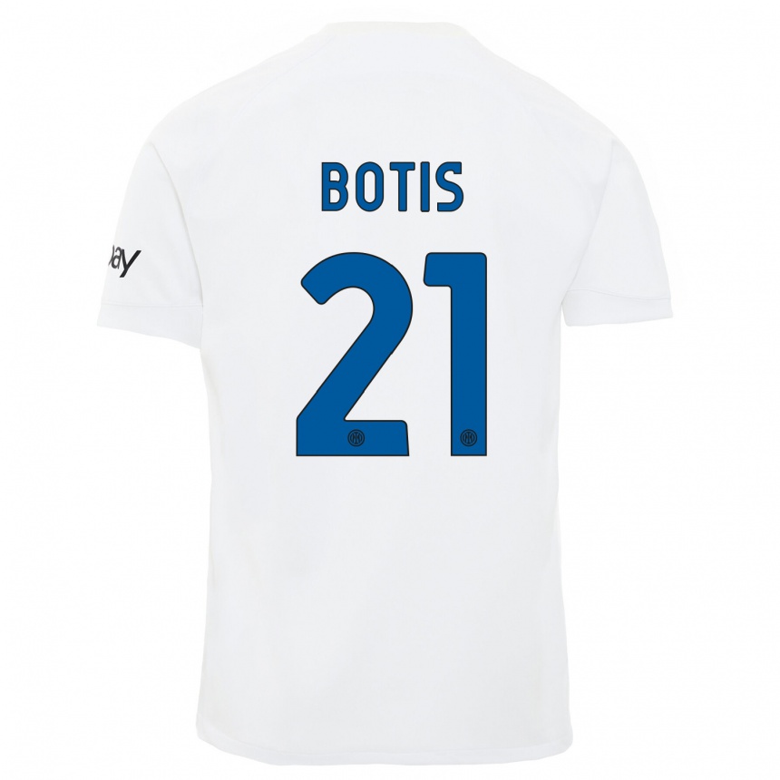 Herren Fußball Nikolaos Botis #21 Weiß Auswärtstrikot Trikot 2023/24 T-Shirt Luxemburg