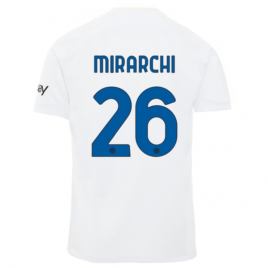 Herren Fußball Mattia Mirarchi #26 Weiß Auswärtstrikot Trikot 2023/24 T-Shirt Luxemburg