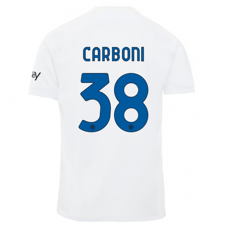 Herren Fußball Valentin Carboni #38 Weiß Auswärtstrikot Trikot 2023/24 T-Shirt Luxemburg