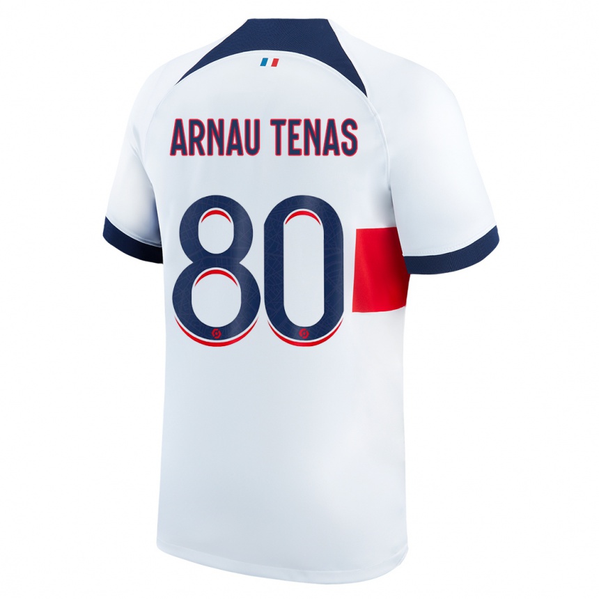 Herren Fußball Arnau Tenas #80 Weiß Auswärtstrikot Trikot 2023/24 T-Shirt Luxemburg