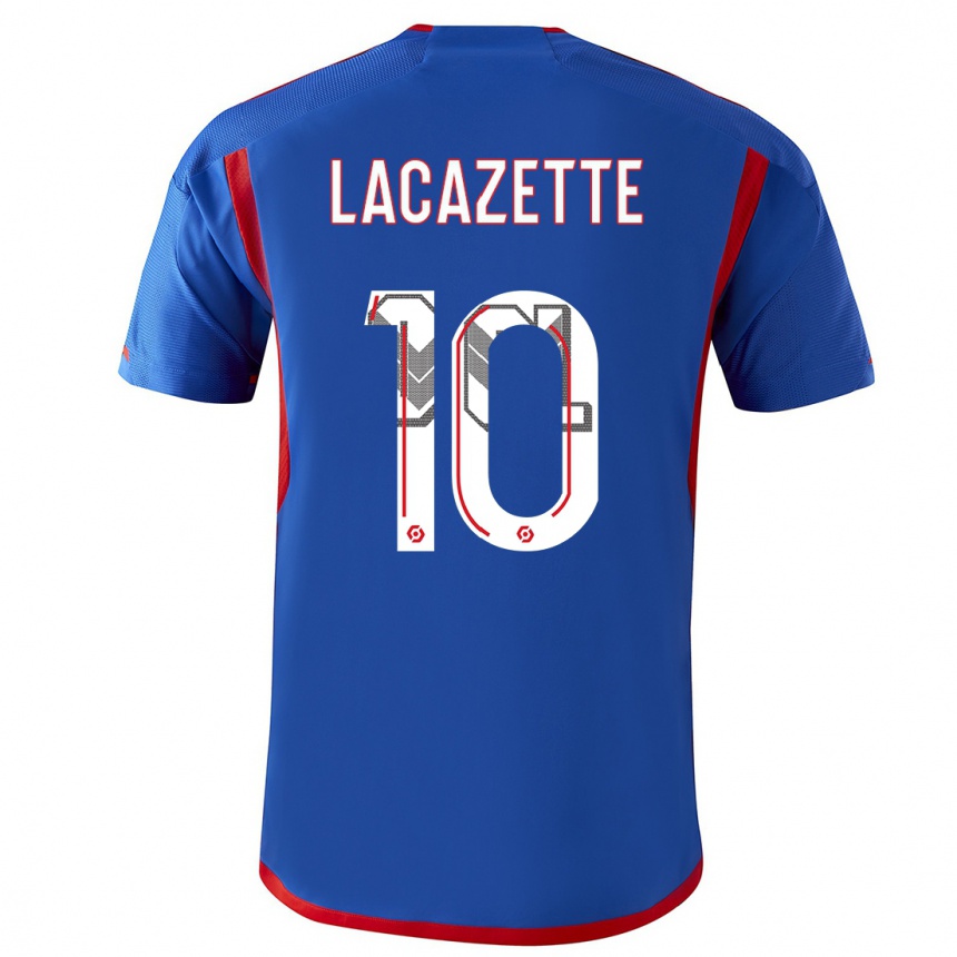 Herren Fußball Alexandre Lacazette #10 Blau Rot Auswärtstrikot Trikot 2023/24 T-Shirt Luxemburg