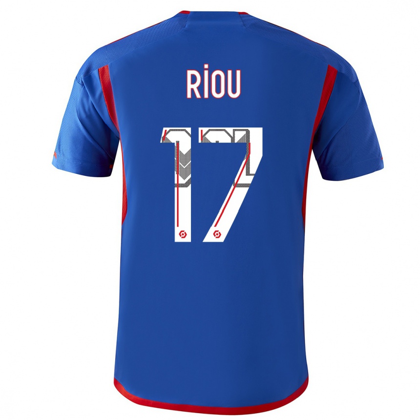 Herren Fußball Remy Riou #17 Blau Rot Auswärtstrikot Trikot 2023/24 T-Shirt Luxemburg