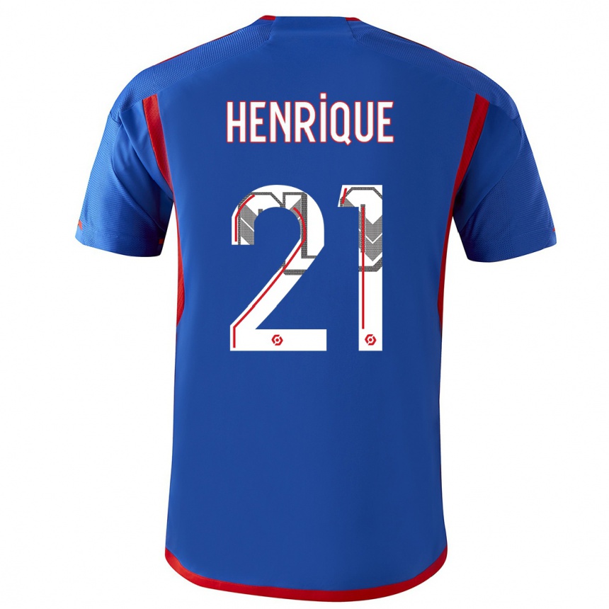 Herren Fußball Henrique #21 Blau Rot Auswärtstrikot Trikot 2023/24 T-Shirt Luxemburg