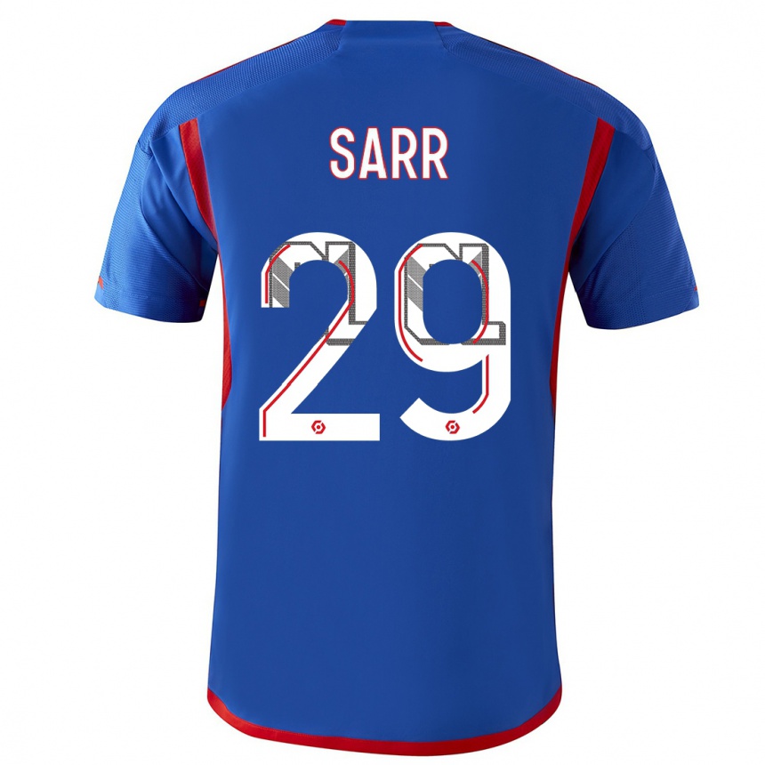 Herren Fußball Mamadou Sarr #29 Blau Rot Auswärtstrikot Trikot 2023/24 T-Shirt Luxemburg