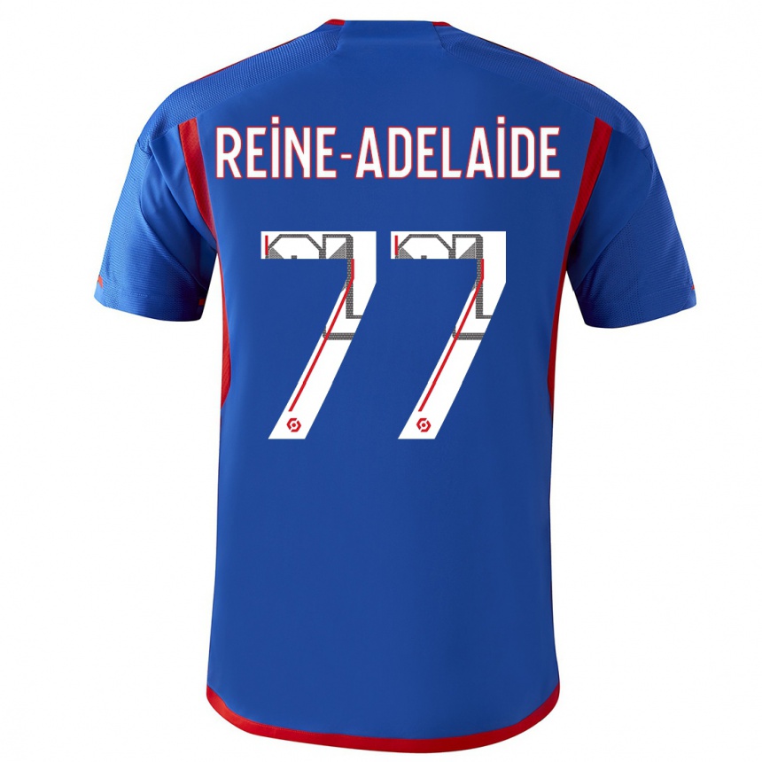 Herren Fußball Jeff Reine-Adelaide #77 Blau Rot Auswärtstrikot Trikot 2023/24 T-Shirt Luxemburg