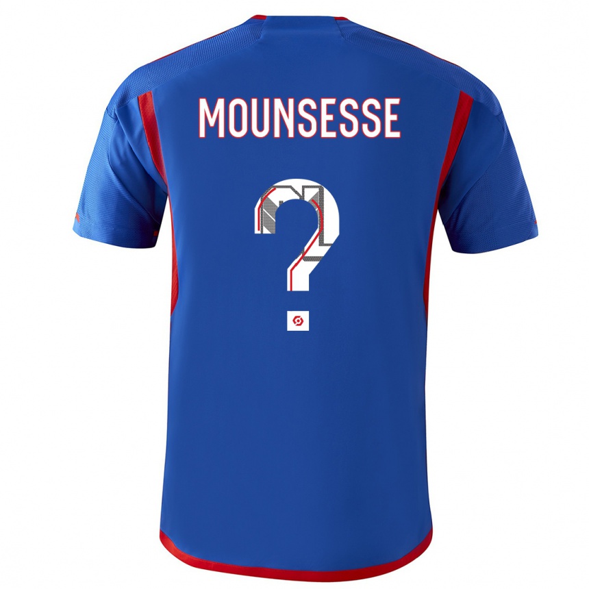 Herren Fußball Jeremy Mounsesse #0 Blau Rot Auswärtstrikot Trikot 2023/24 T-Shirt Luxemburg