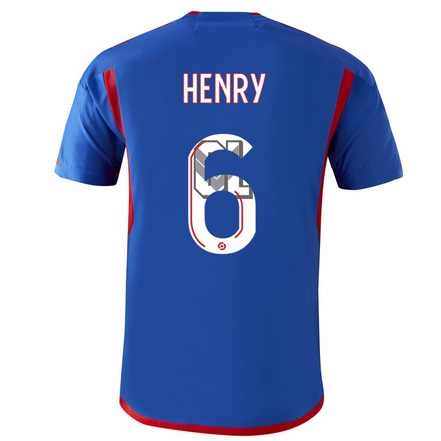 Herren Fußball Amandine Henry #6 Blau Rot Auswärtstrikot Trikot 2023/24 T-Shirt Luxemburg