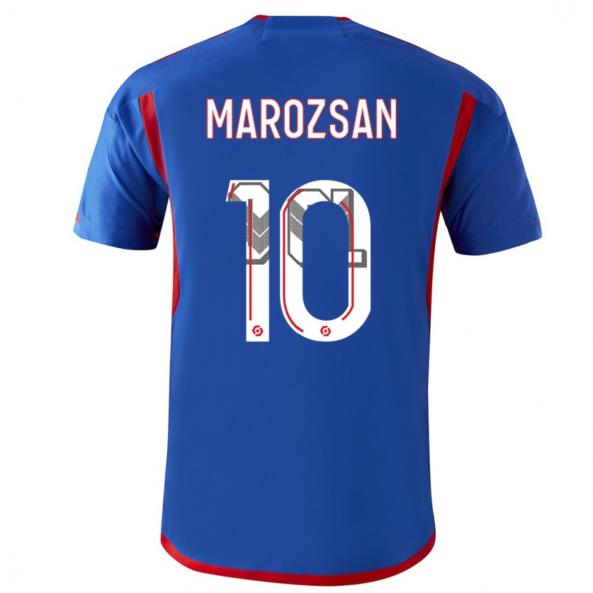 Herren Fußball Dzsenifer Marozsan #10 Blau Rot Auswärtstrikot Trikot 2023/24 T-Shirt Luxemburg