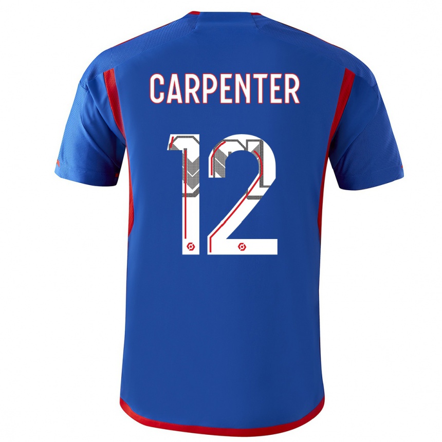 Herren Fußball Ellie Carpenter #12 Blau Rot Auswärtstrikot Trikot 2023/24 T-Shirt Luxemburg