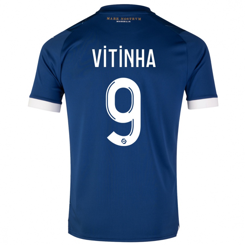 Herren Fußball Vitinha #9 Dunkelblau Auswärtstrikot Trikot 2023/24 T-Shirt Luxemburg