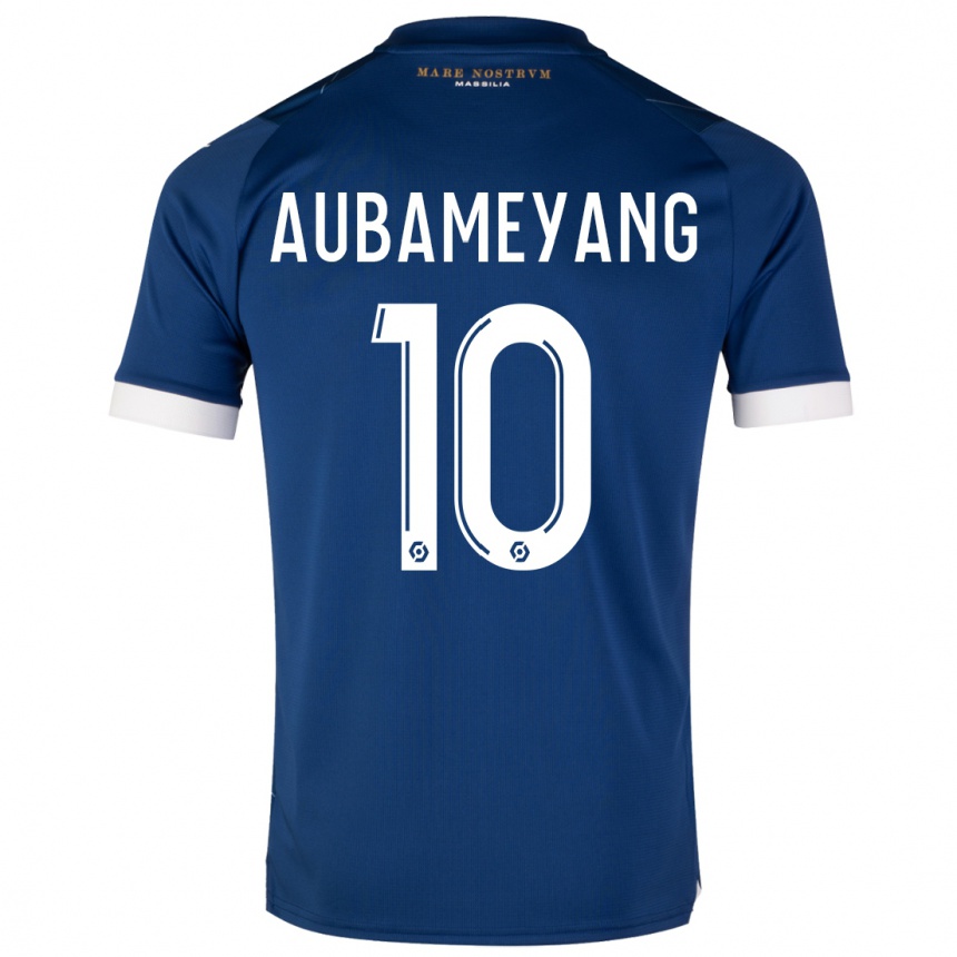 Herren Fußball Pierre-Emerick Aubameyang #10 Dunkelblau Auswärtstrikot Trikot 2023/24 T-Shirt Luxemburg