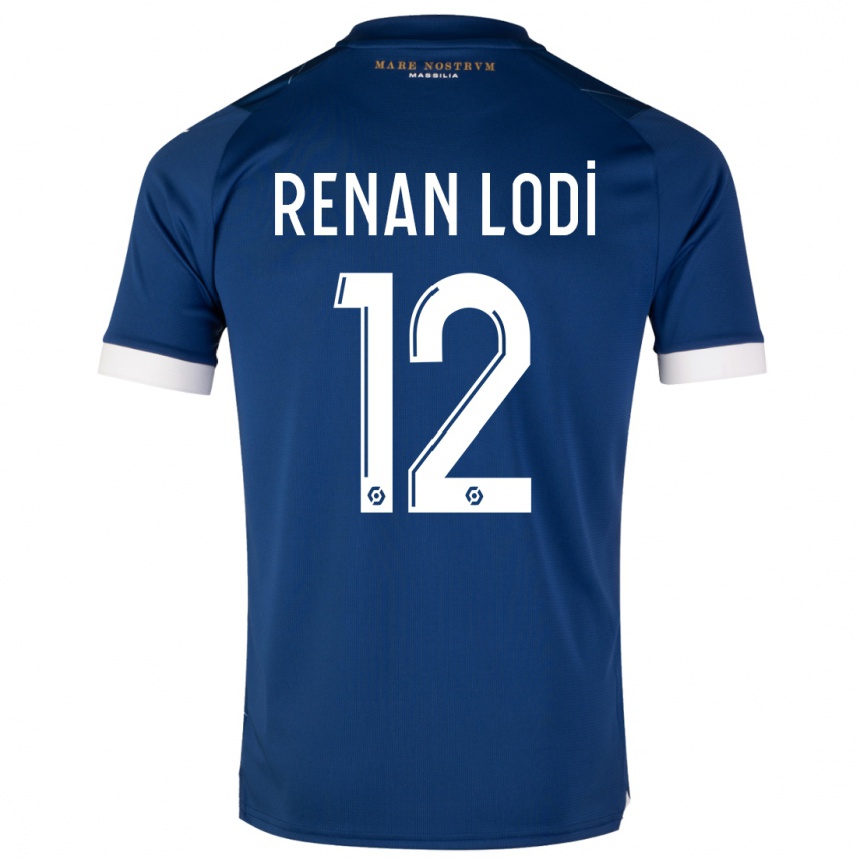 Herren Fußball Renan Lodi #12 Dunkelblau Auswärtstrikot Trikot 2023/24 T-Shirt Luxemburg