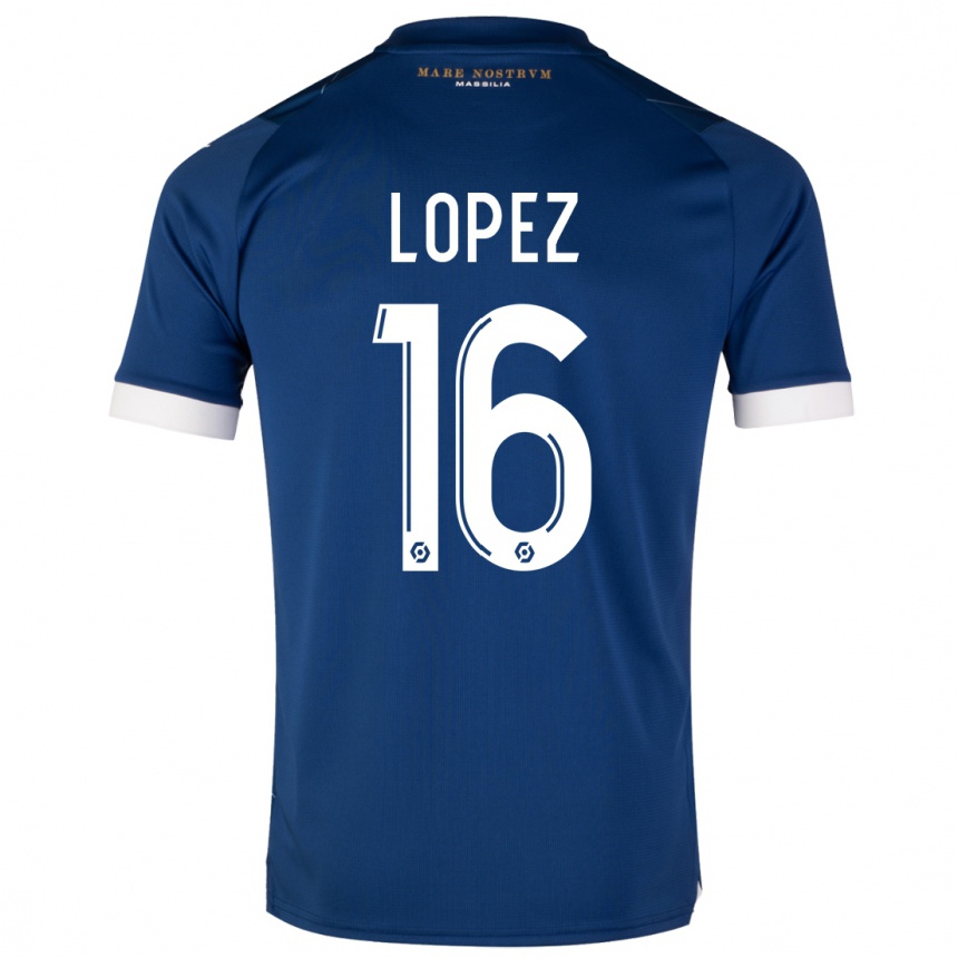 Herren Fußball Pau Lopez #16 Dunkelblau Auswärtstrikot Trikot 2023/24 T-Shirt Luxemburg
