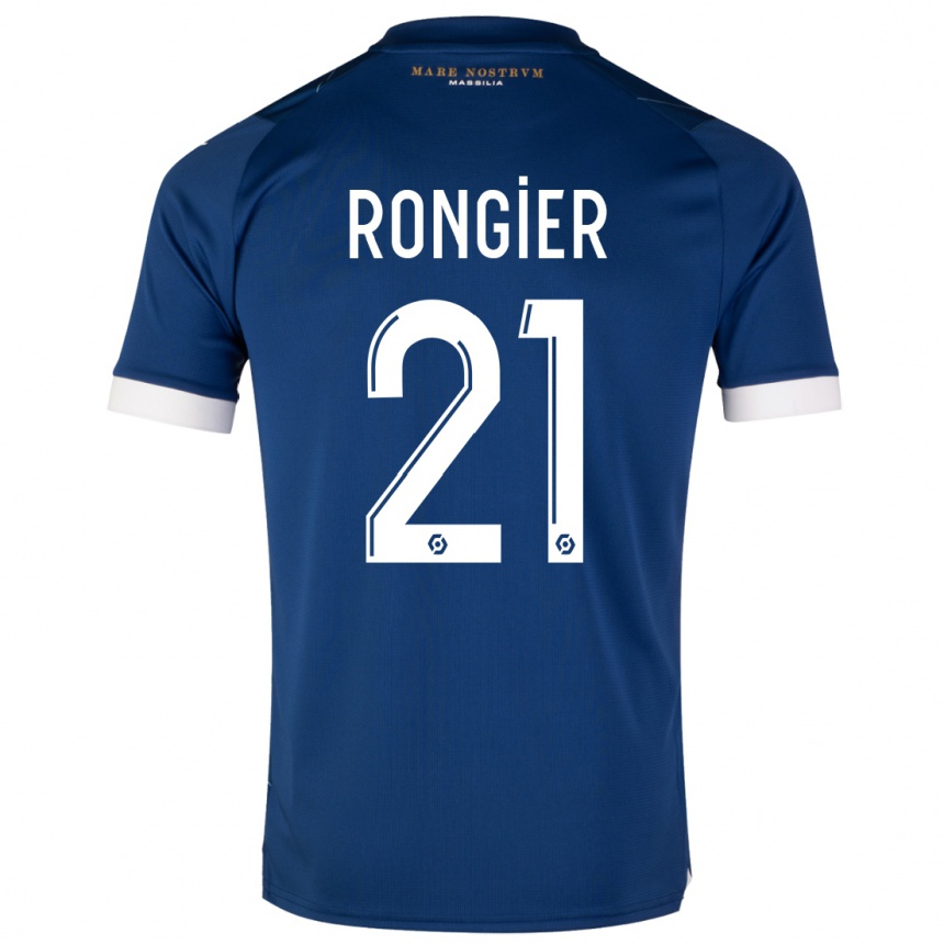 Herren Fußball Valentin Rongier #21 Dunkelblau Auswärtstrikot Trikot 2023/24 T-Shirt Luxemburg