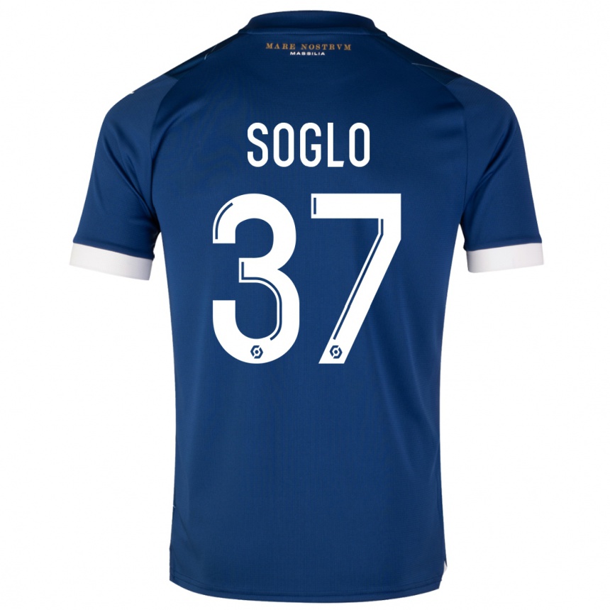 Herren Fußball Emran Soglo #37 Dunkelblau Auswärtstrikot Trikot 2023/24 T-Shirt Luxemburg