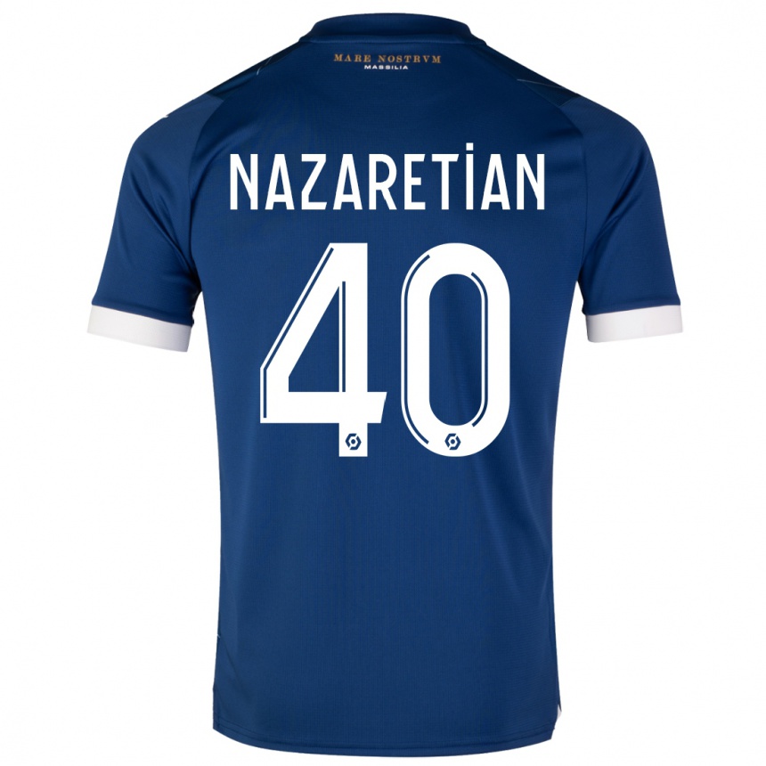 Herren Fußball Manuel Nazaretian #40 Dunkelblau Auswärtstrikot Trikot 2023/24 T-Shirt Luxemburg
