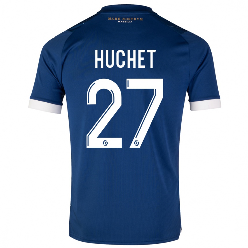 Herren Fußball Sarah Huchet #27 Dunkelblau Auswärtstrikot Trikot 2023/24 T-Shirt Luxemburg