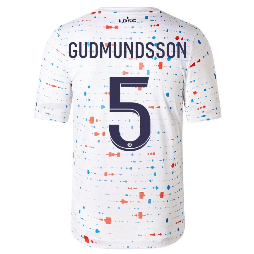 Herren Fußball Gabriel Gudmundsson #5 Weiß Auswärtstrikot Trikot 2023/24 T-Shirt Luxemburg