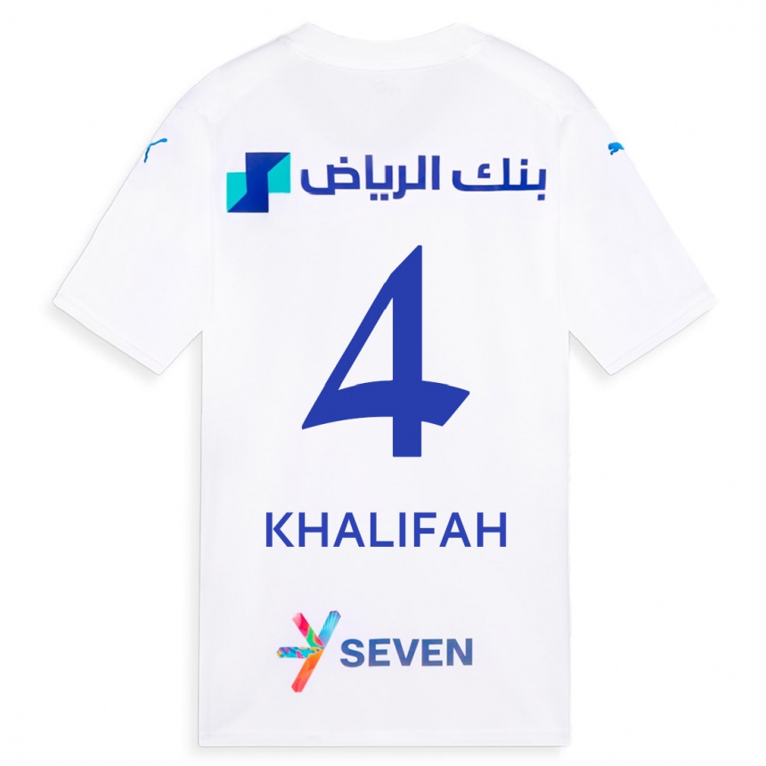 Herren Fußball Khalifah Al-Dawsari #4 Weiß Auswärtstrikot Trikot 2023/24 T-Shirt Luxemburg